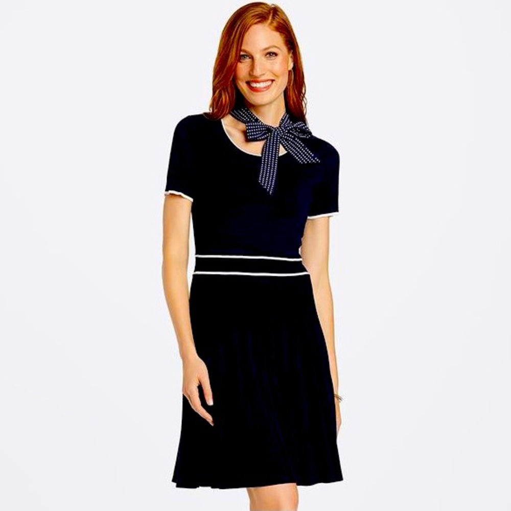 Draper James Navy Bow Heart Sweater Dress